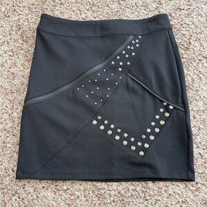 Kardashian Kollection Black Mini Skirt with Gold Studs